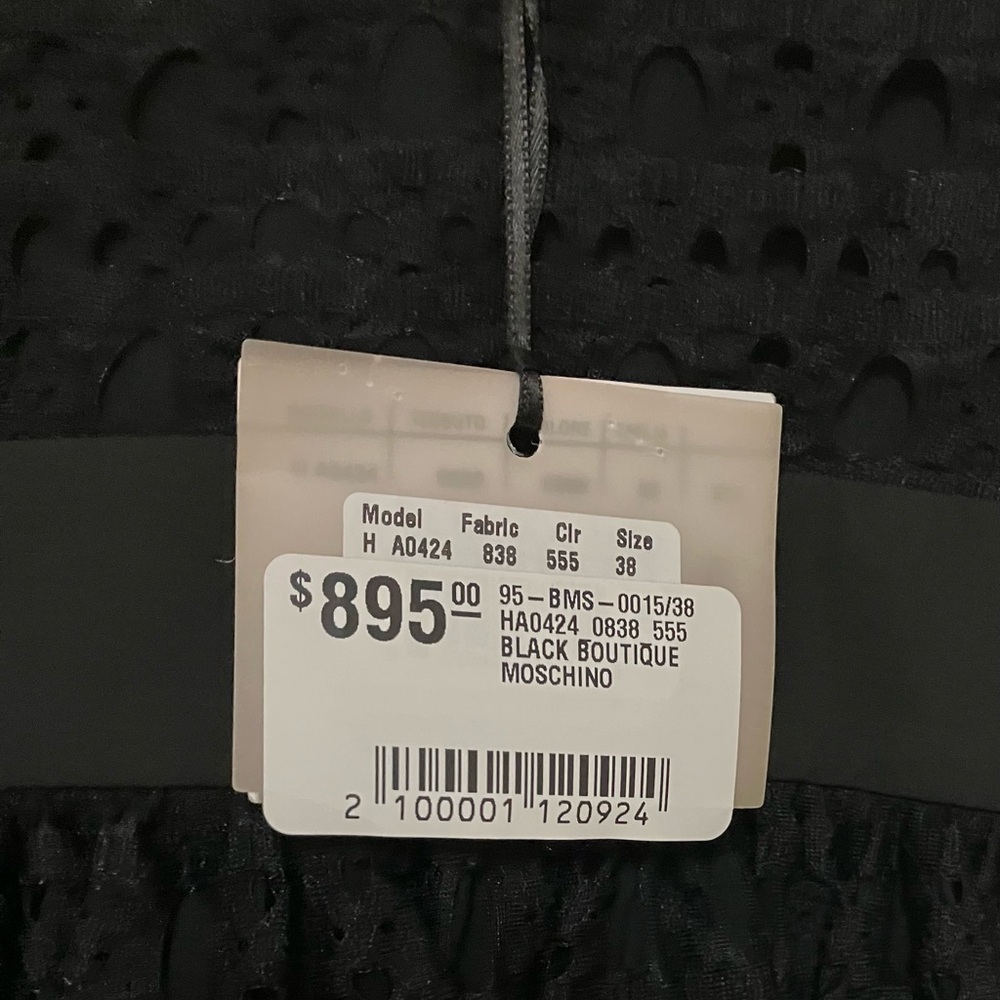 Size 8 Black Eyelet/Lace Strap Dress EU Size 38 (US Size 8) by BOUTIQUE MOSCHINO - Picture 6 of 6